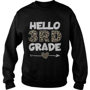 Hello 3Rd Grade Leopard Print Third Grade Teacher Kids Shirt
